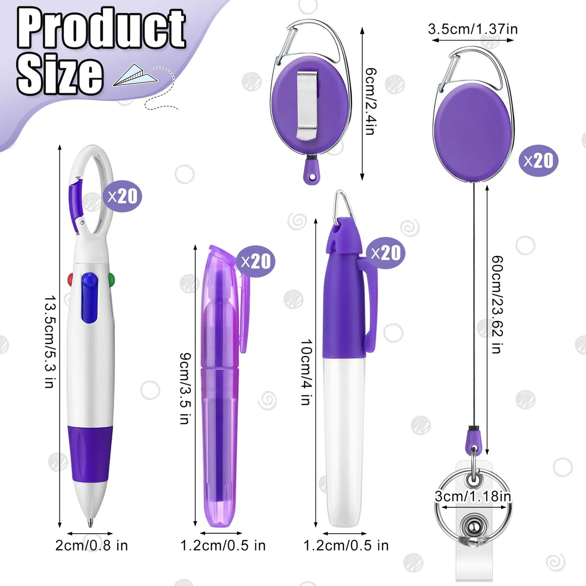 Dispowreath 80-teiliges Stifte-Set für Krankenschwestern, inkl. Abzeichenspule, einziehbarem Shuttle-Stift, Mini-Textmarker, Neon-Marker, Schlüsselanhänger, Clip für CNA Krankenschwester-Zubehör