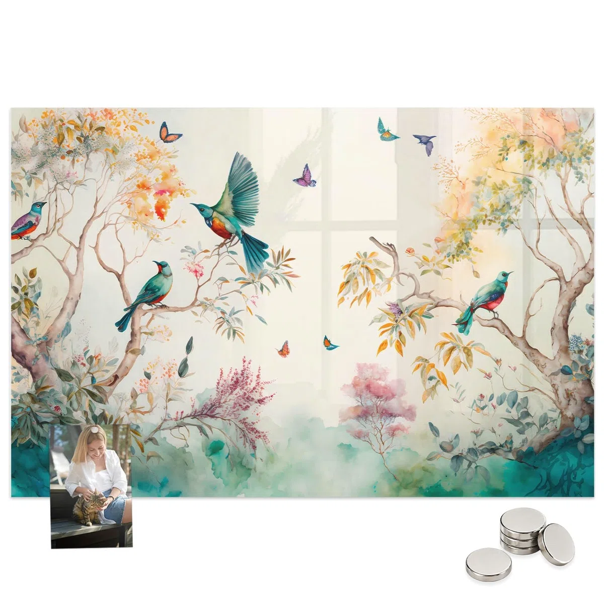 Magnetwand für Gastro und Zuhause 90x60 Blumen, Vögel, Natur
