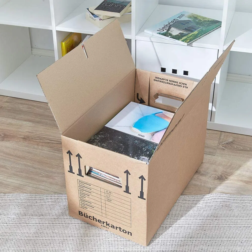 BB-Verpackungen 30 x Bücherkarton Profi 50 x 30 x 35 cm (belastbar bis 40 kg Traglast, stabiler Karton, stapelbar, Aktenkartons aus recycelter Pappe für den Umzug)