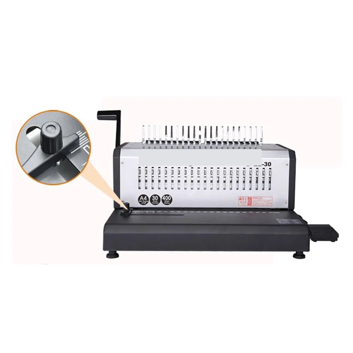 Bindegerät, Elektrische Kammbindemaschine im A4-Format EB-30 Elektrische Stanzmaschine 21 Löcher Gummiringclips Dual-Use-Bindemaschine