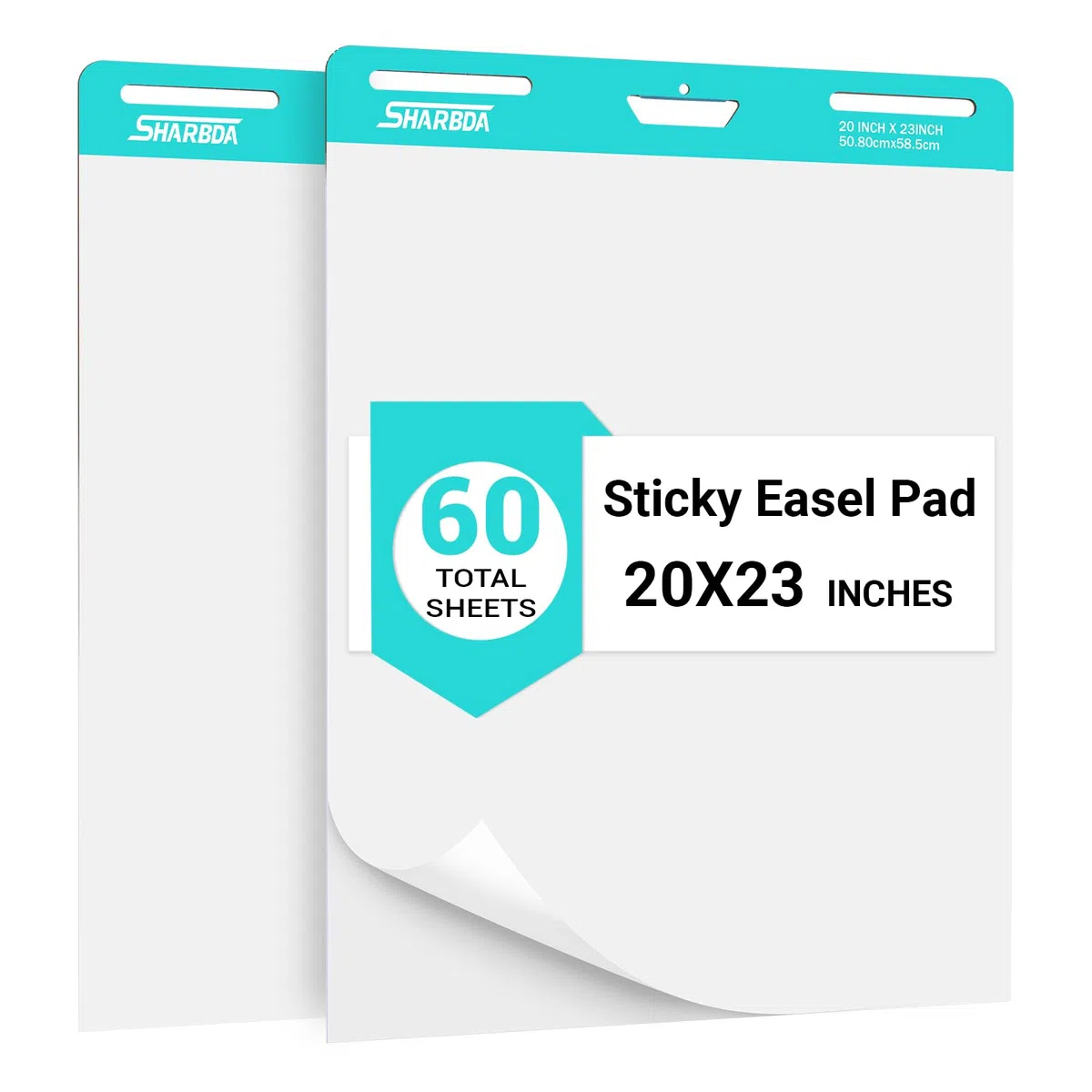 Klebriges Staffelei-Pad, 50,8 x 58,4 cm, Flipchart-Papier, klebriges Diagrammpapier für Lehrer, selbstklebendes Staffeleipapier, super klebrig und blutungsbeständig, 30 Blatt/Block, 2 Blöcke