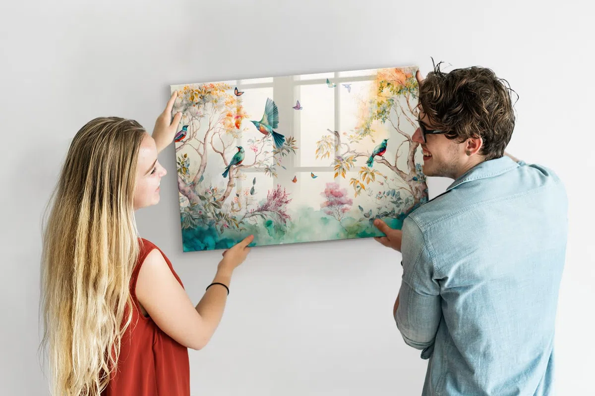 Magnetwand für Gastro und Zuhause 90x60 Blumen, Vögel, Natur