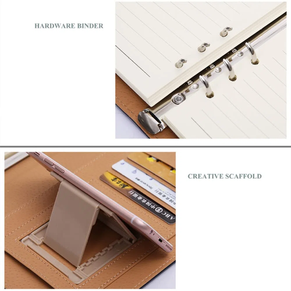 Business Meeting Record Loseblatt Büro Spiralblock Binder Bindeschnalle Design PU-Linie verdickt Notizblock Organizer A5 B5, B5 Pink, 2St