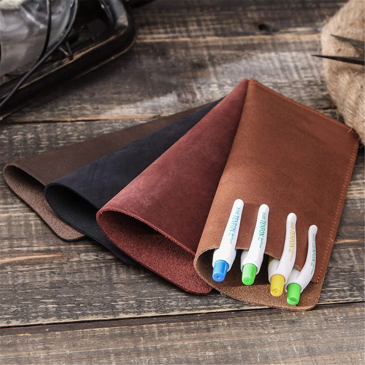 ACiyD Federmäppchen aus echtem Leder Federmäppchen Halter Multi Stifte Beutel Stift Schutzhülle für Junge Studenten (Color : Brown, Size : 17.3x7.6cm) (Color : Sapphire, Size : 17.3x7.6cm)
