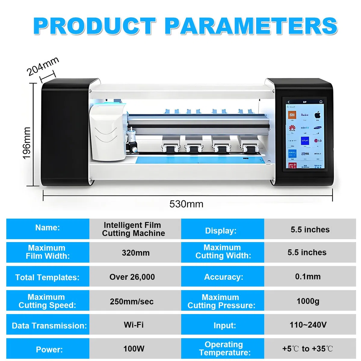 Automatische Folienschneidemaschine, Schneidemaschine Für Handy-Displayschutzfolien, Mit Touchscreen, Über 26.000 Integrierten Vorlagen, Geeignet Für Handys, Uhren Und Tablets.