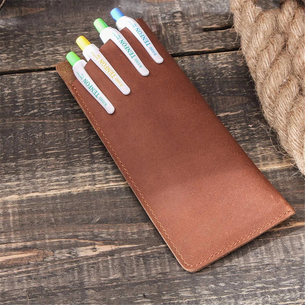 ACiyD Federmäppchen aus echtem Leder Federmäppchen Halter Multi Stifte Beutel Stift Schutzhülle für Junge Studenten (Color : Brown, Size : 17.3x7.6cm) (Color : Sapphire, Size : 17.3x7.6cm)