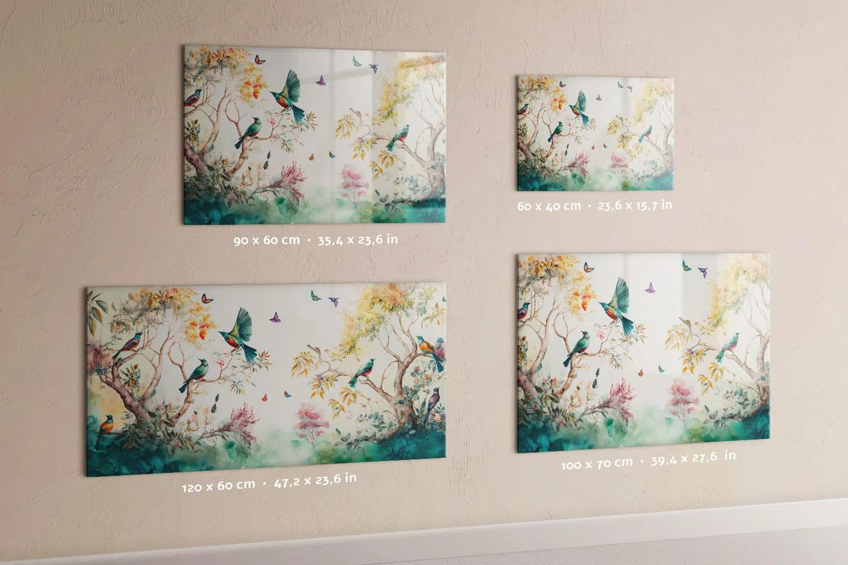 Magnetwand für Gastro und Zuhause 90x60 Blumen, Vögel, Natur