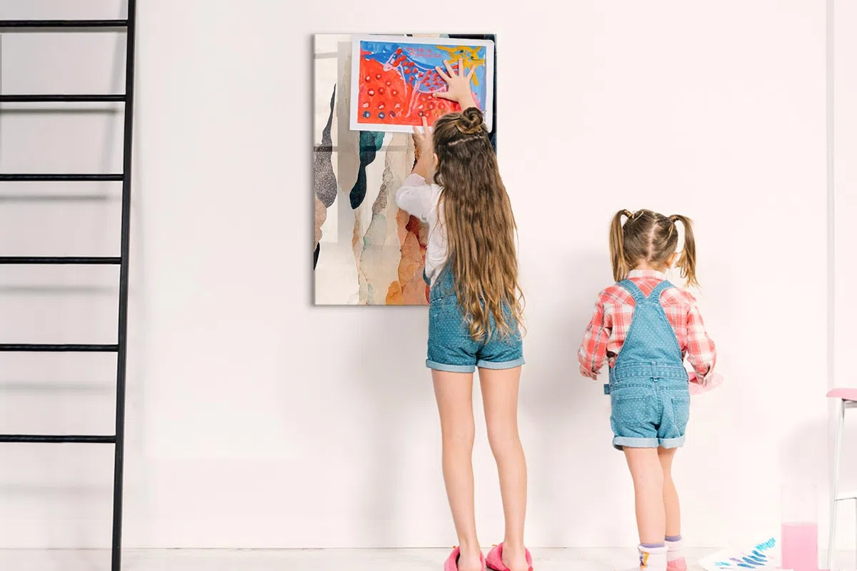 Magnettafel Glas vertikal | Premium Glasboard hochformat mit starken Magneten | Whiteboard beschreibbar & abwischbar - 60x90cm Abstrakte Flecken