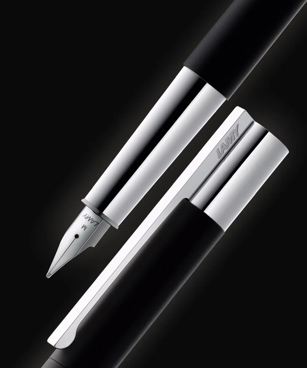 LAMY scala Füllhalter 079 - Füller mit polierter Glanzlackveredelung in der Farbe Schwarz / 14 kt. Goldfeder, partiell platiniert - Federstärke M