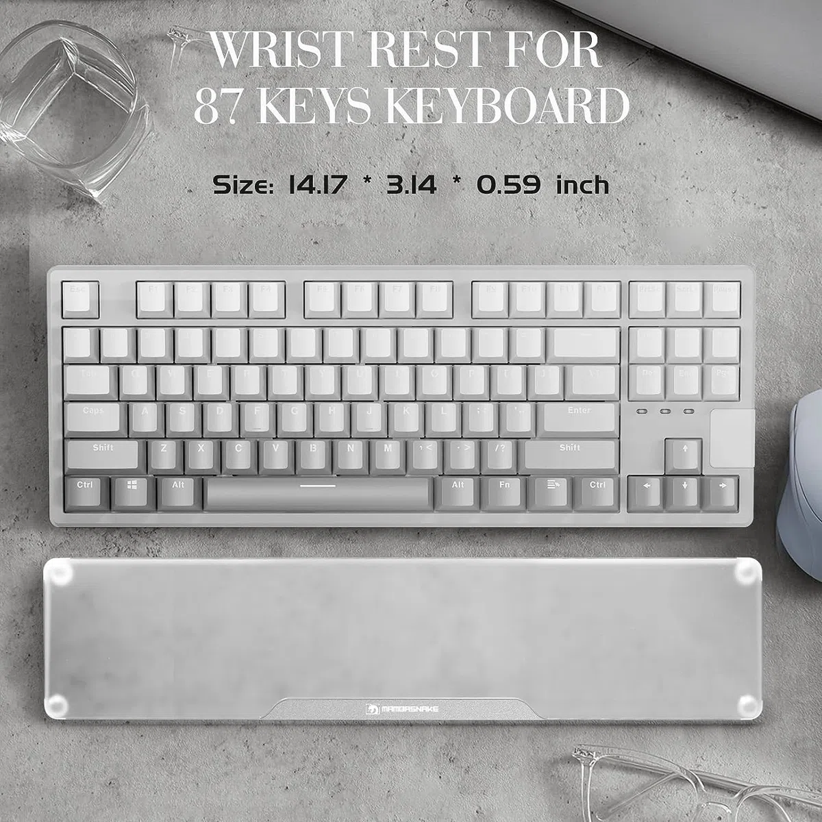 TENKEYLESS Tastatur-Handgelenkauflage aus Acryl, 80 % Tastatur, mechanische Tastaturen, ergonomische Handballenauflage für Computertastatur, rutschfeste Unterseite, Handgelenkpolster für