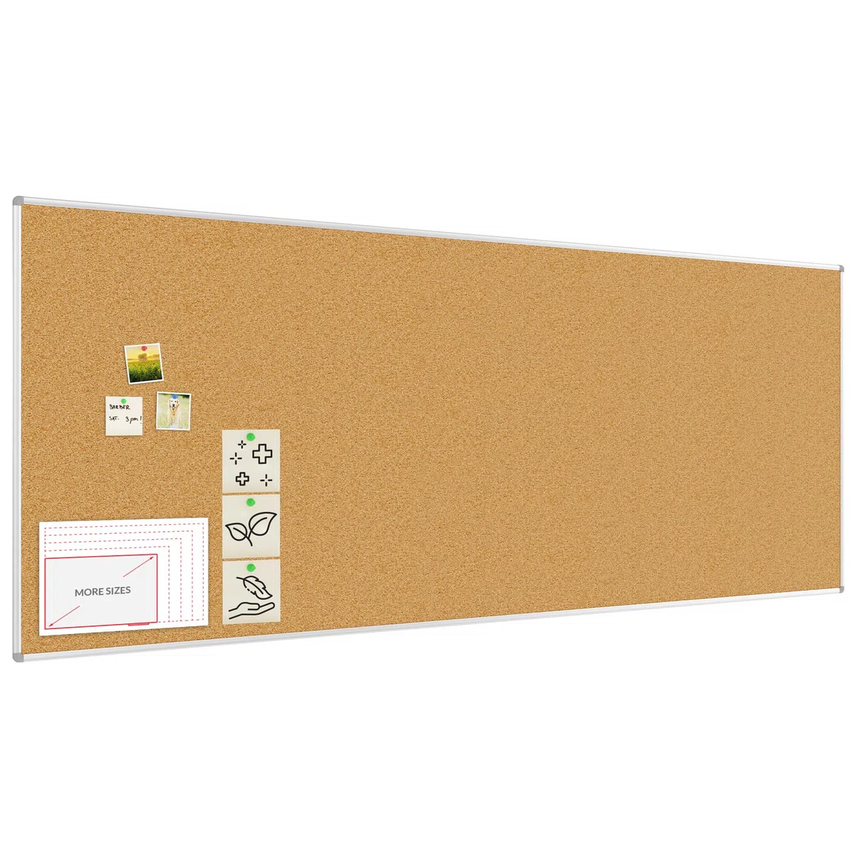 ALLboards Pinnwand mit Aluminiumrahmen 300x120cm, Korktafel Korkwand Pinnwand Kork