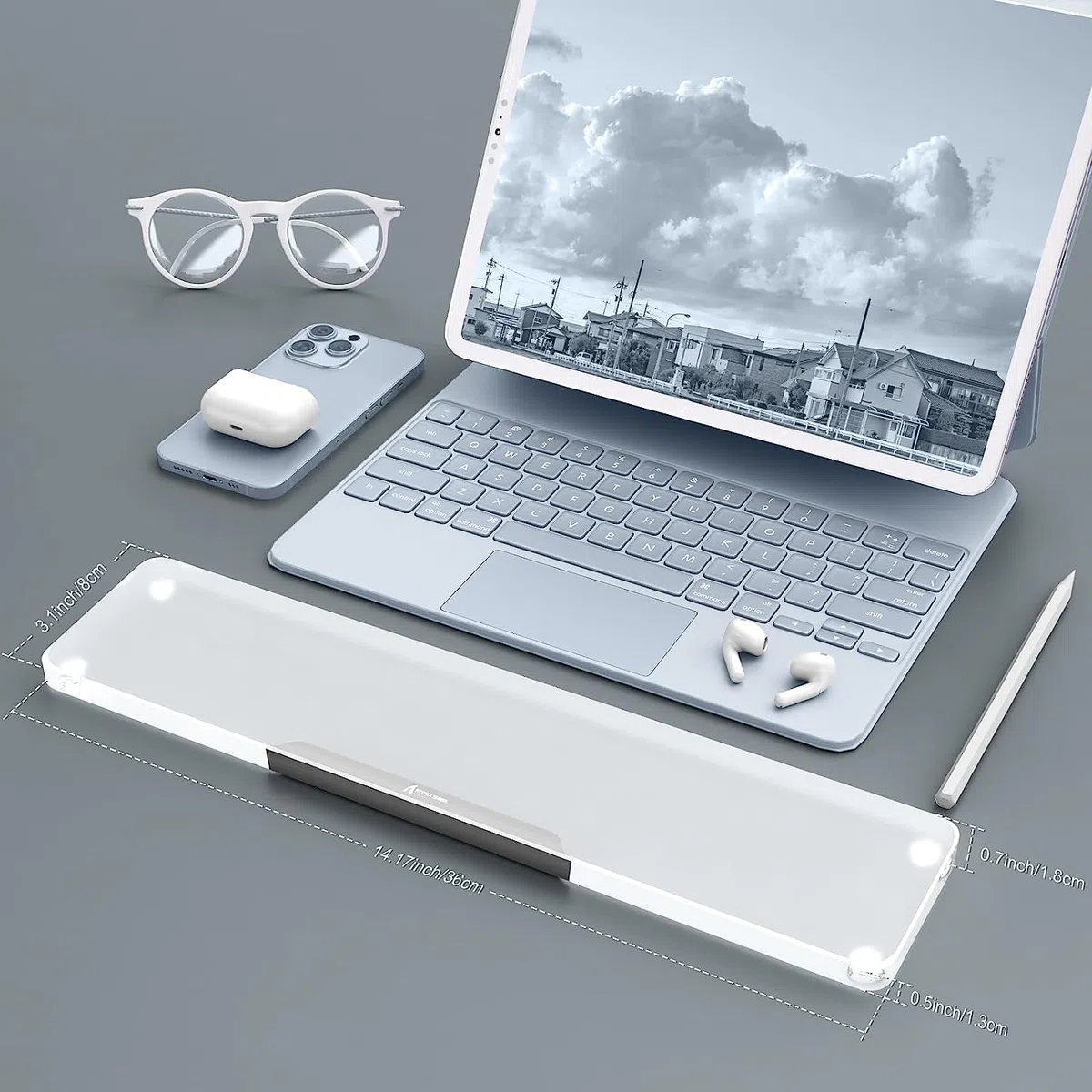TENKEYLESS Tastatur-Handgelenkauflage aus Acryl, 80 % Tastatur, mechanische Tastaturen, ergonomische Handballenauflage für Computertastatur, rutschfeste Unterseite, Handgelenkpolster für