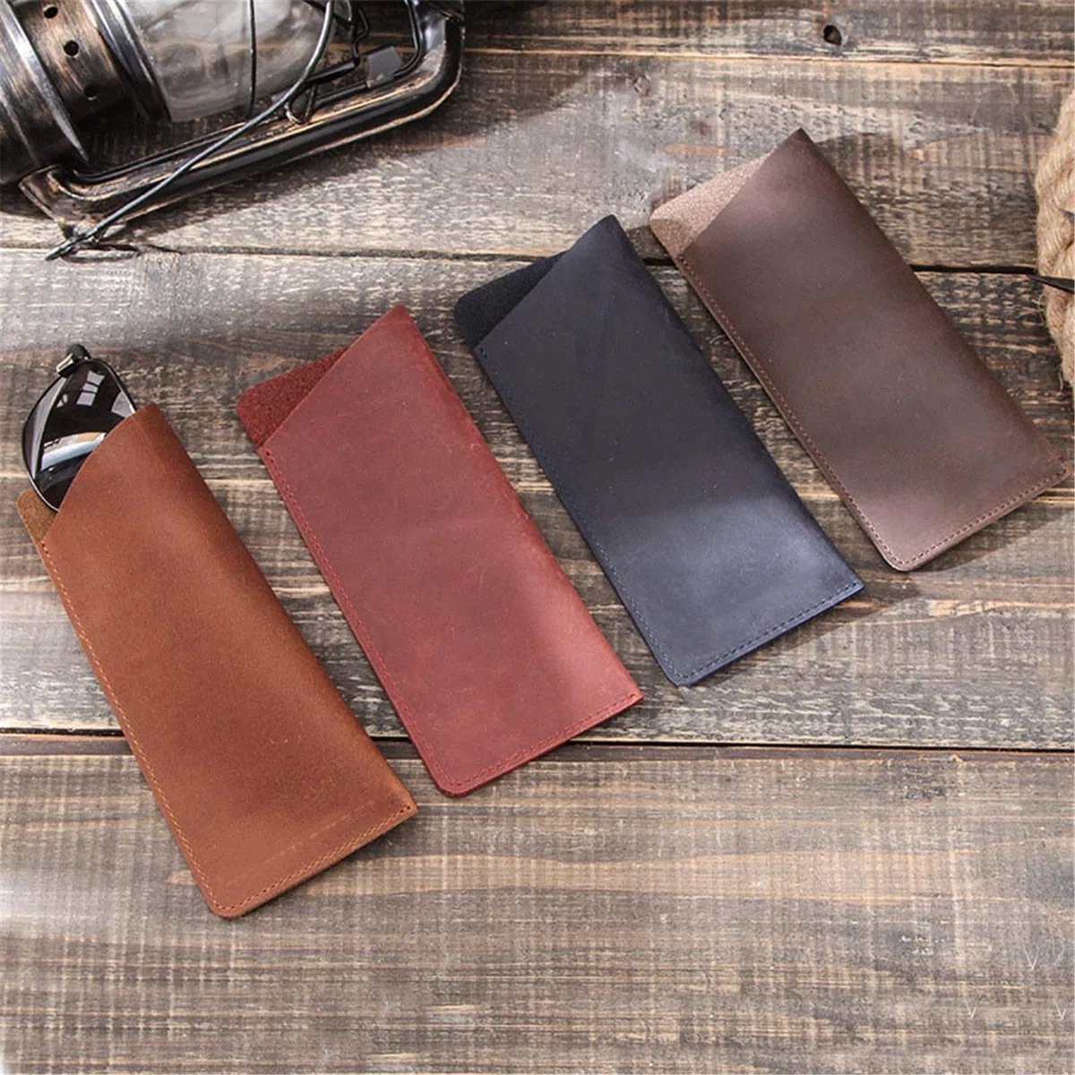 ACiyD Federmäppchen aus echtem Leder Federmäppchen Halter Multi Stifte Beutel Stift Schutzhülle für Junge Studenten (Color : Brown, Size : 17.3x7.6cm) (Color : Sapphire, Size : 17.3x7.6cm)